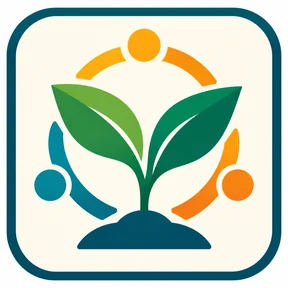 Growing initiative icon showing a plant supported by a collaborative circle